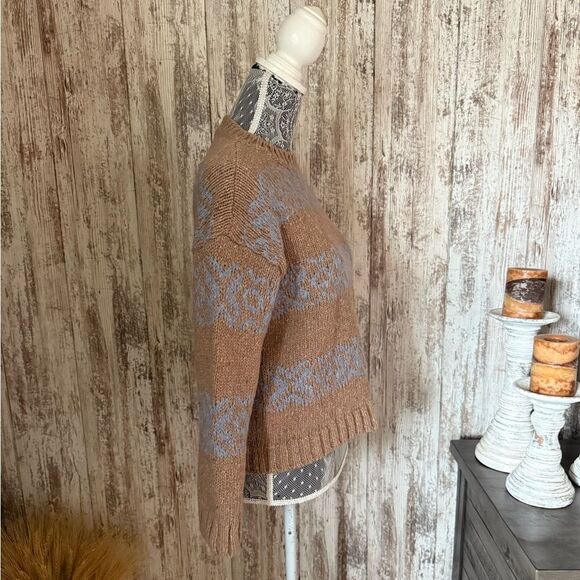 Elsamanda Vintage Italian Wool Blend Fair Isle Sweater in Brown/Blue - Small - Picture 4 of 7